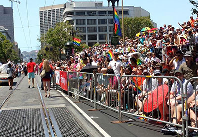 Crowds line the streets for the 2013  San Francisco Pride Parade